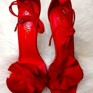 Size 10 red lace up heels